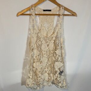 Cream crochet sleeveless Top